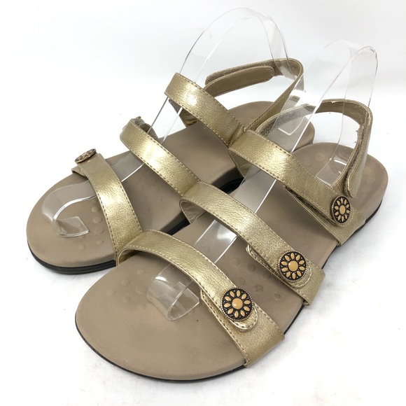 VIONIC Cathy Gold Patent Leather Sandals 8 WIDE - Picture 3 of 8